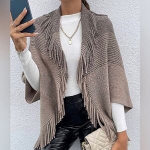 Fringe Poncho/Ruana Sweater